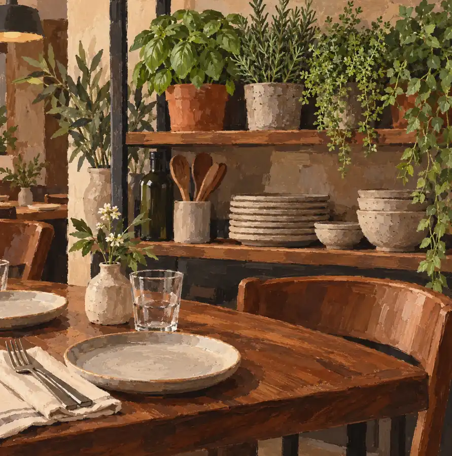 Illustration of restaurants equipment and workspace