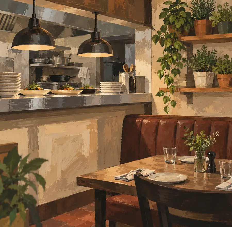 Illustration of restaurants equipment and workspace